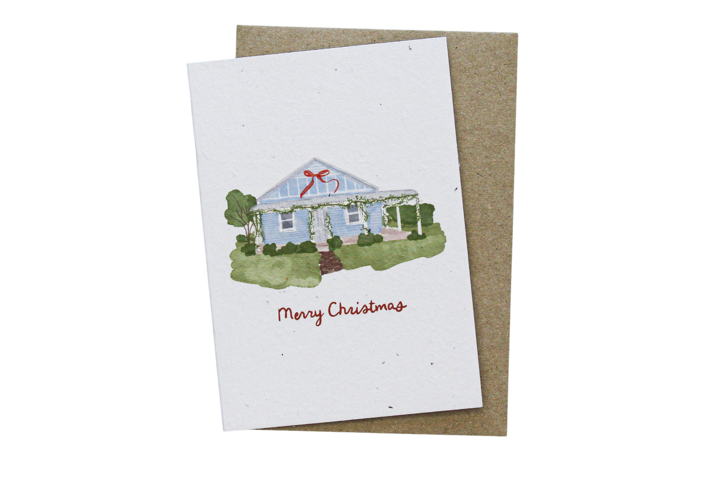 Merry Christmas Cottage Home Plantable Card